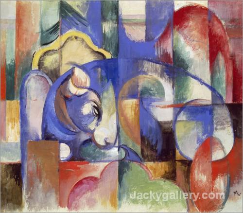 Lying bull by Franz Marc paintings reproduction